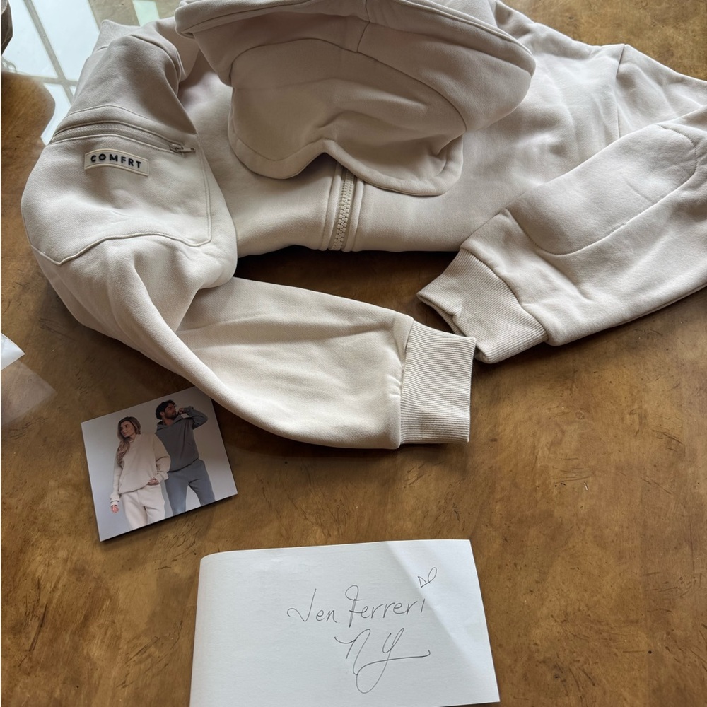 SET- Airplane  Mode Travel Zip Hoodie/sweatpants in Bone